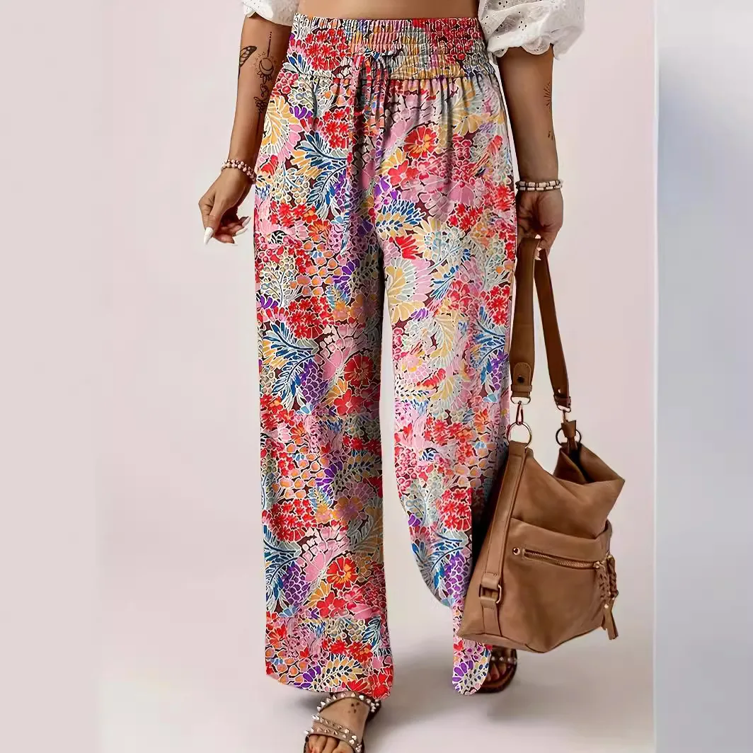 

2024 Cross-border Europe and The United States Spring and Summer New Women's Printing Series Hot Women's High Waist Casual Pants