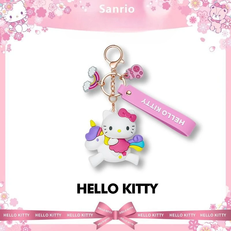Sanrio Hello Kitty My Melody Schlüsselanhänger, kreativ, hoher Farbwert, Anime, Q-Version, Puppe, Herren- und Damen-Auto, Schultasche, Dekoration