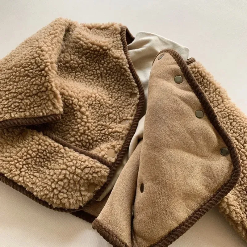 

2025 Baby Coat Autumn and Winter Soft Warm Baby Boy's Jacket Coat Casual Cardigan Polar Fleece 1-7Year Baby Girl Coat