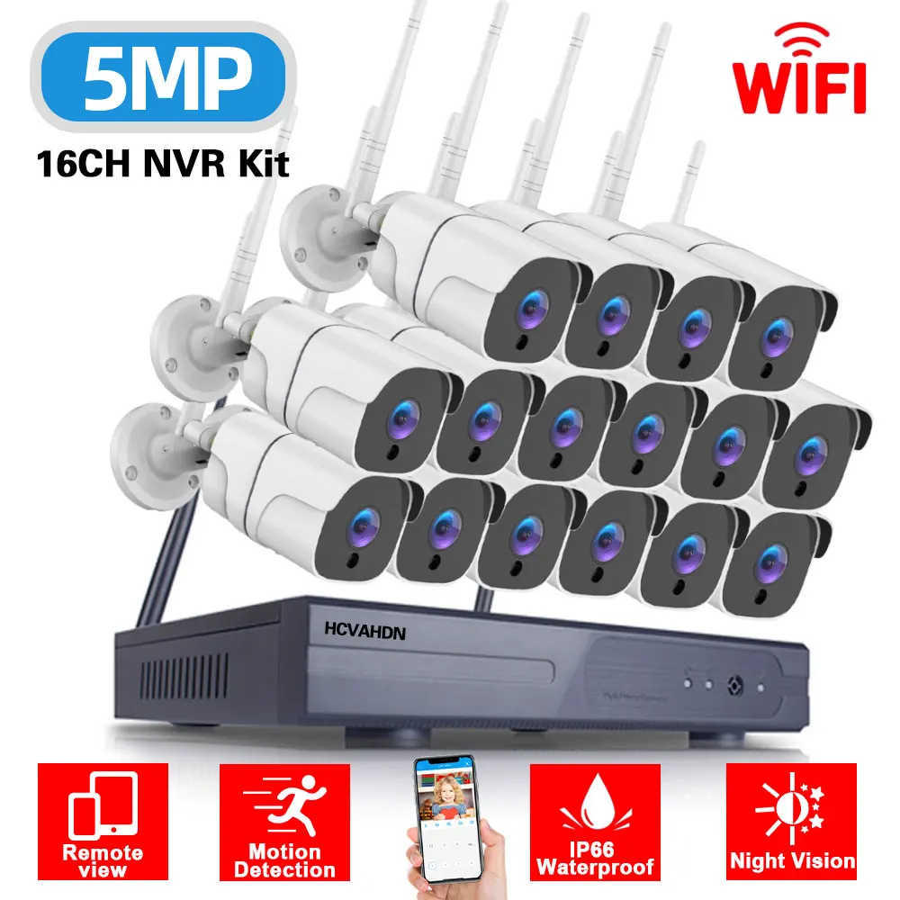 

16Channel Wifi NVR Kit 5MP Outdoor Waterproof IP Security Camera Wifi Wireless Set 8CH CCTV Camera Video Surveillance System Kit