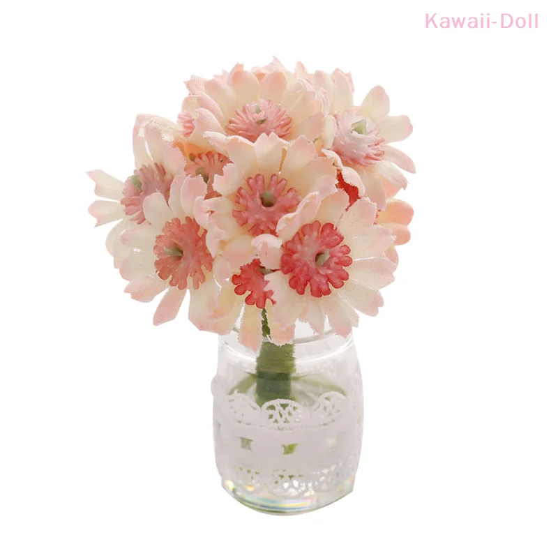 

Chrysanthemum Flower Vase Potted Model 1:12 Dollhouse Miniature Home Decoration Micro Scene Floral Arrangement