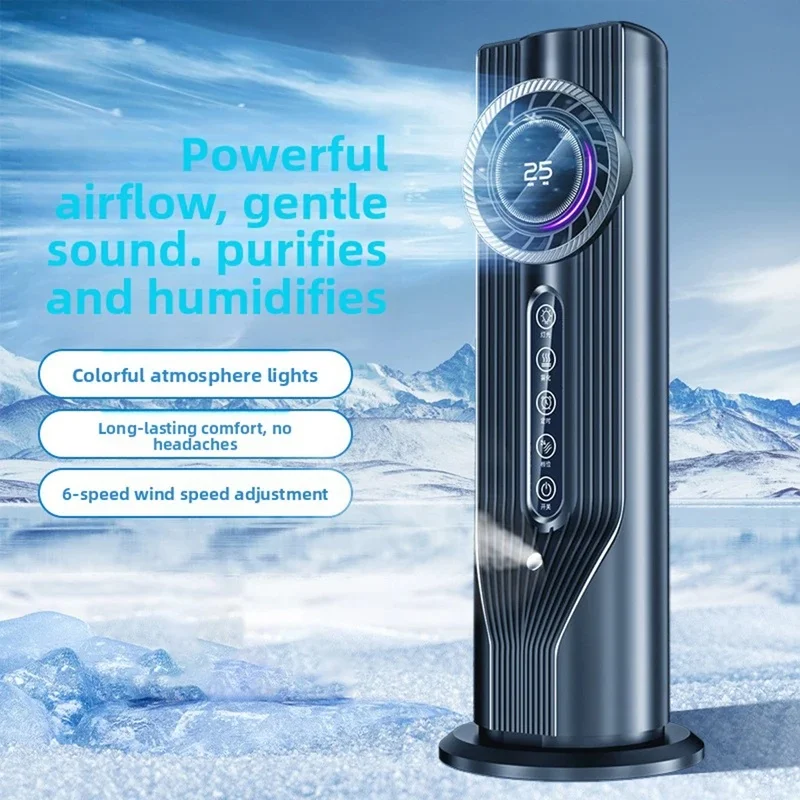 Standing Water Air Cooler Tower Fan Ultra Quiet Humidifying Misting Cooling Fan, Vertical Air Conditioner Fan Low Noise Energy view 3