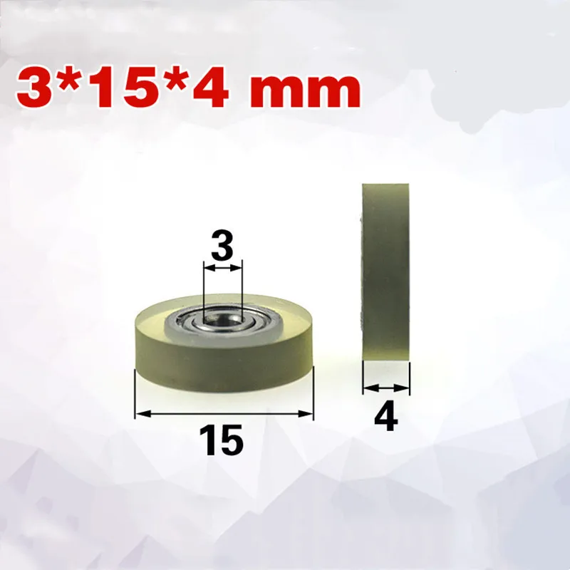 

10 шт. PU623 3*15*4 мм полиуретановый миниатюрный бесшумный подшипник мягкий резиновый прозрачный фрикционный шкив