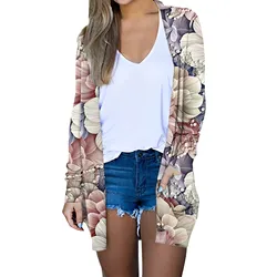 Roupas Femininas 2024 Women'S Fashion Casual Floral Print Long Sleeve Midi Cardigan Jacket Tops Sueters De Mujer кофта женская