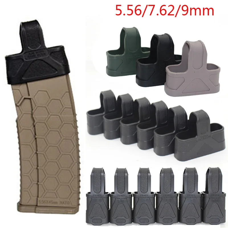 Funda de goma para cargador táctico de 6 piezas, funda protectora de 9mm para guante Mag, accesorios de caza, 7,62/5,56