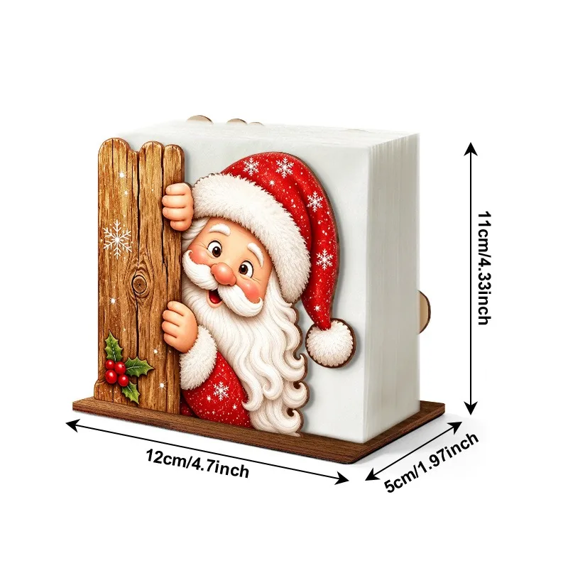 Weihnachtsmann-Serviettenhalter aus Holz, Weihnachts-Tischdeko, Tisch-Organizer für Servietten, Weihnachtsfeier, Esszimmer, Tischdekoration – Detail 1