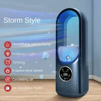 Portable USB Air Cooler Leafless Electric Fan 6 Speed Silent Timer Air Conditioner Cooling Fan Humidifier Conditioning Fan