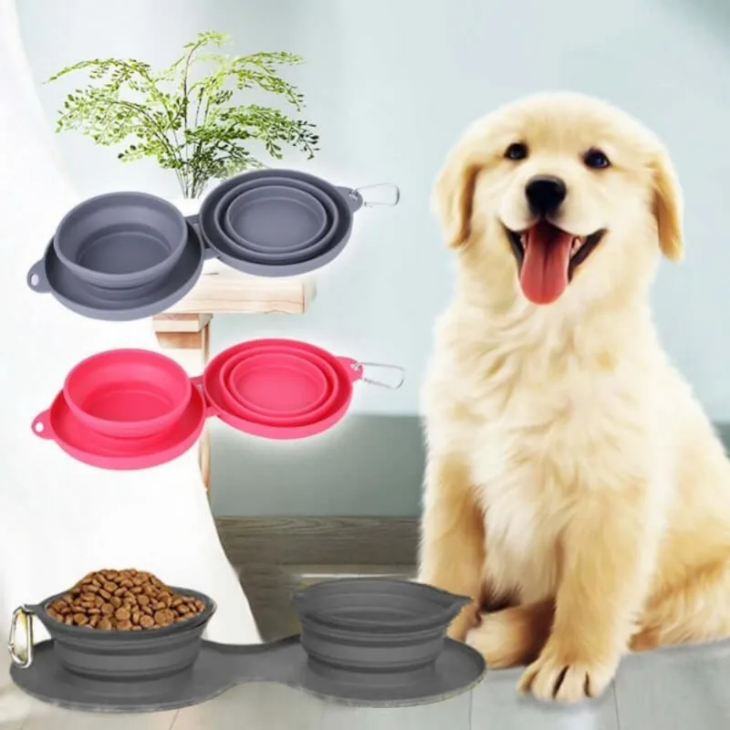 Portable Dog Feeding Bowls Folding Silicone Puppy Food Container Portable Cat Water Feeder for Travel Walking Pet Supplies