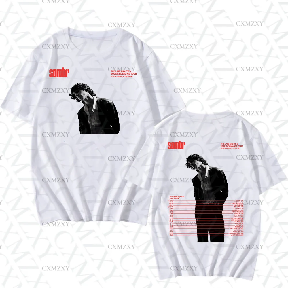 

Sombr The Late Nights & Young Romance Tour T-shirts 2025 Singer Sombr Harajuku Aesthetic Tshirts High Quality Cotton Tees Unisex