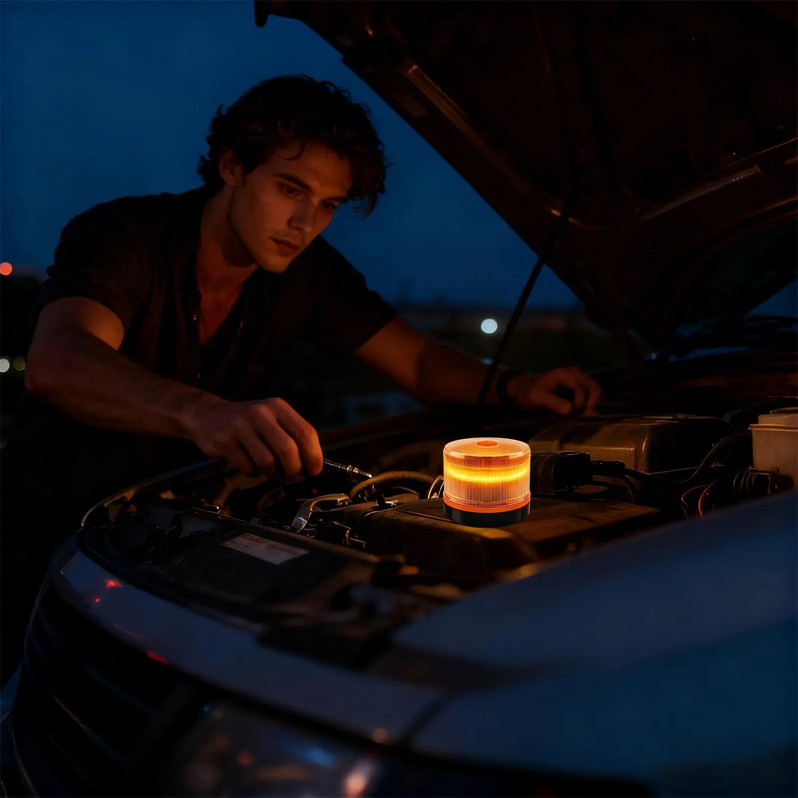 Beacon Lights For Trucks Amber Warning Lamp With Magnetic Base LED Strobe Lights For Car Truck Motorcycle Trailer Roadside Night