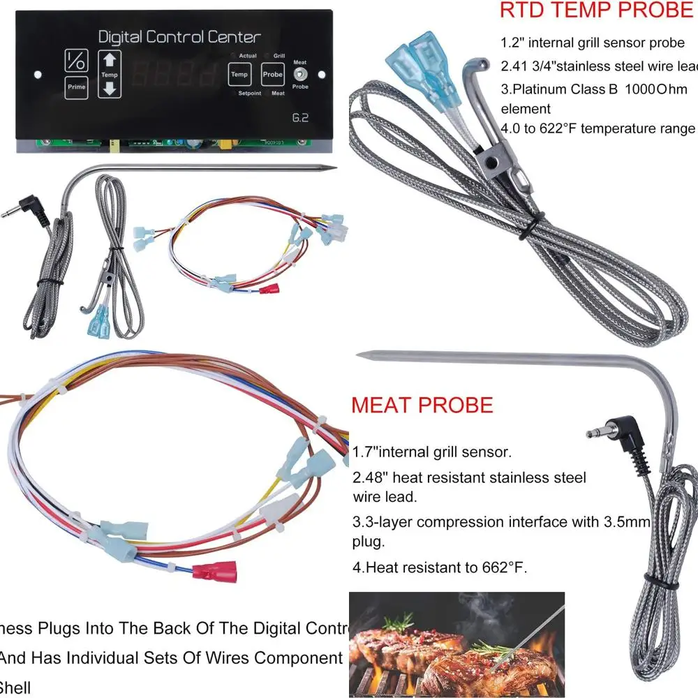 

Комплект цифрового термостата Louisiana Grill с зондом для мяса, совместимый с платой управления G2, панелью зажигания для моделей CS570, CS450,