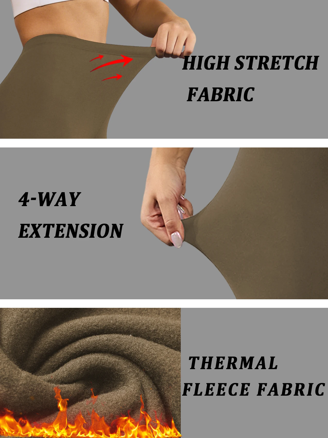 سراويل شتوية للتمرين مع بطانة من الصوف الحراري، سراويل نسائية منخفضة الارتفاع مناسبة للبقاء على دفء في درجات الحرارة الباردة