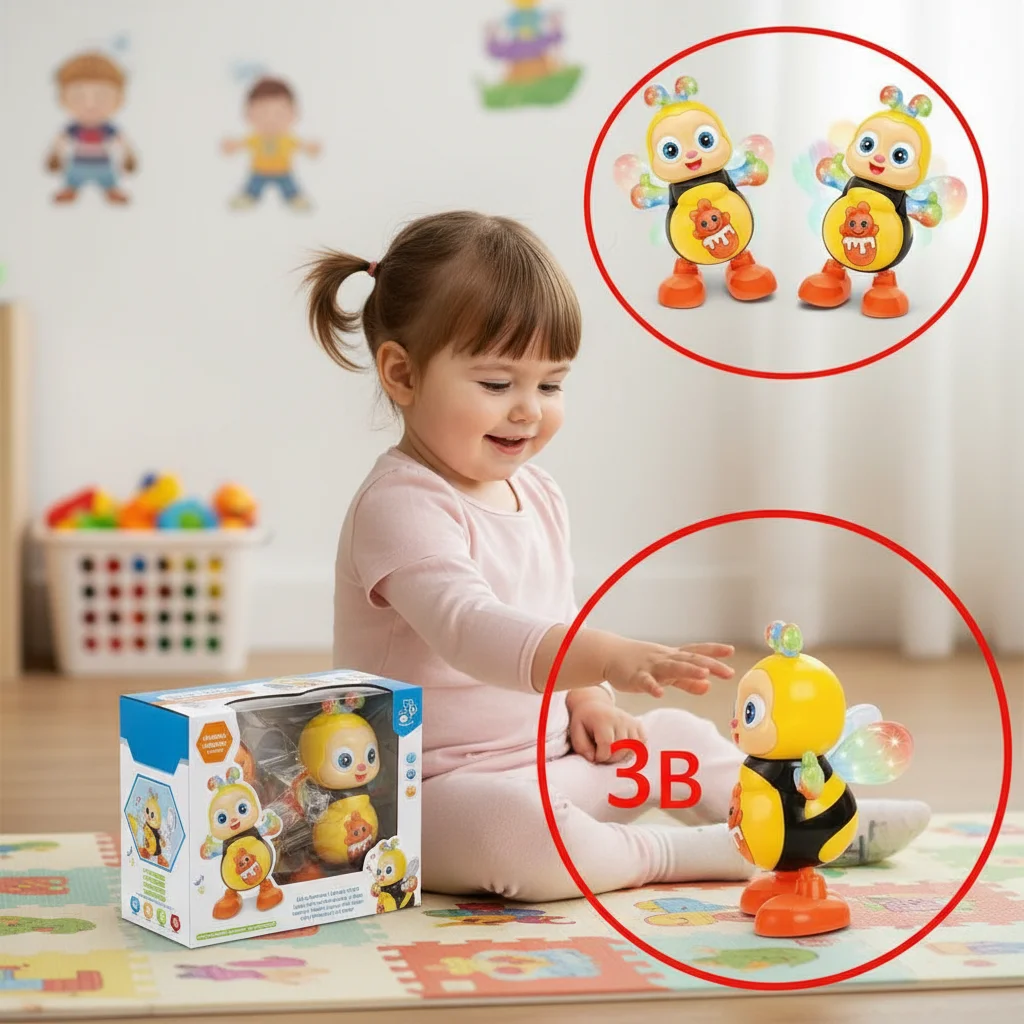 

Electric Dancing Cartoon Bee Toy with Music Flashing Lights Automatic Swinging Singing Bee Toy Cute Interactive Animated Figure