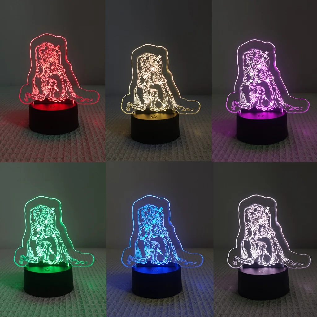 Aquarius Zodiac Night Light - Acrylic, 7 Colors, Bedroom Deco & Birthday Gift