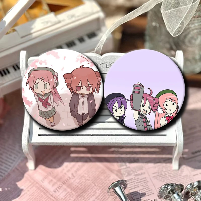 Cute Cartoon Music Anchor Badge Momone Momo,Adachi Rei,Utane Uta Pins Exquisite Round Brooches Bag Accessories Jewelry Gifts