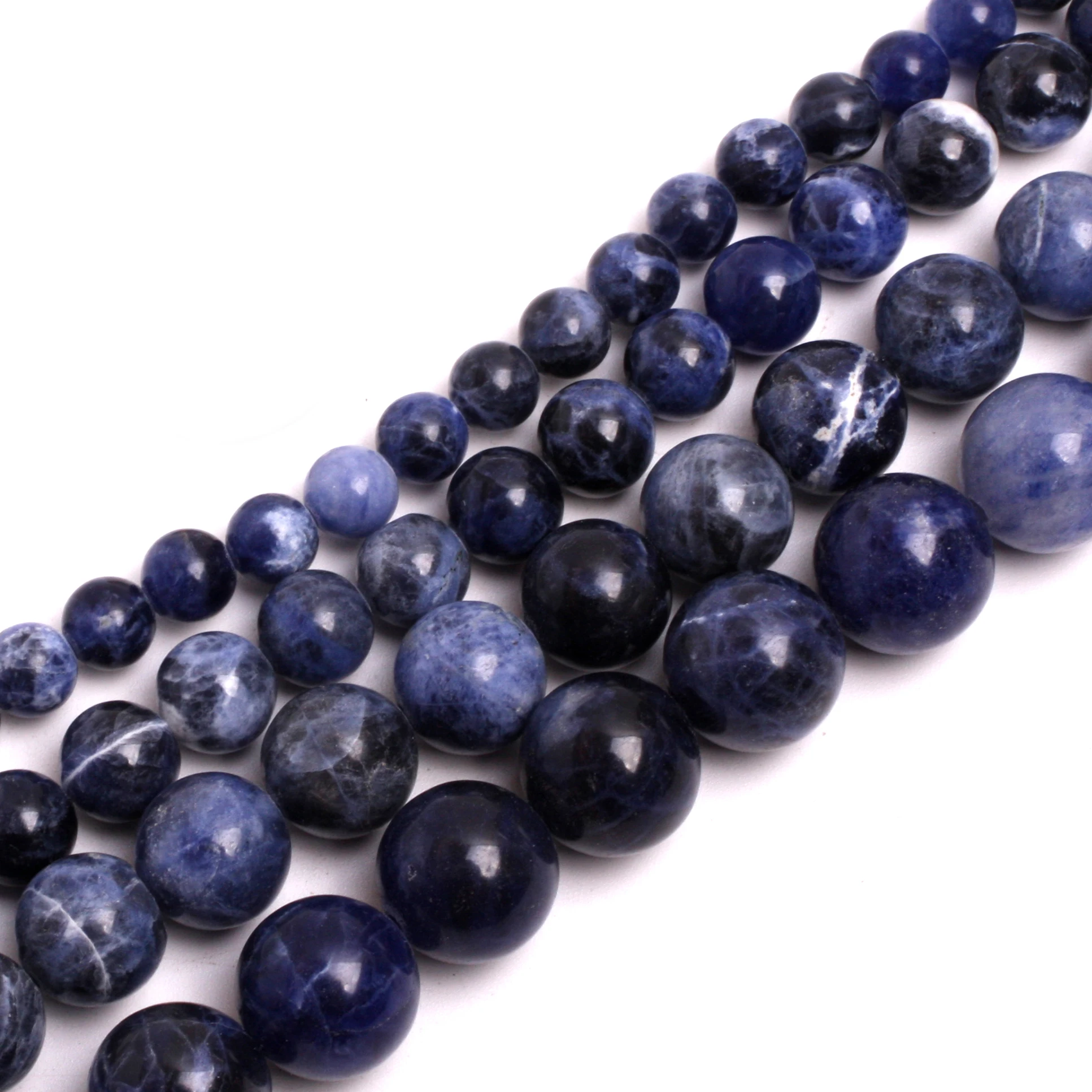 Natural Blue Sodalite Stone Round Beads for Jewelry Making DIY Bracelet Necklace Bulk Wholesale Semi Precious Gemstone 15 Inches
