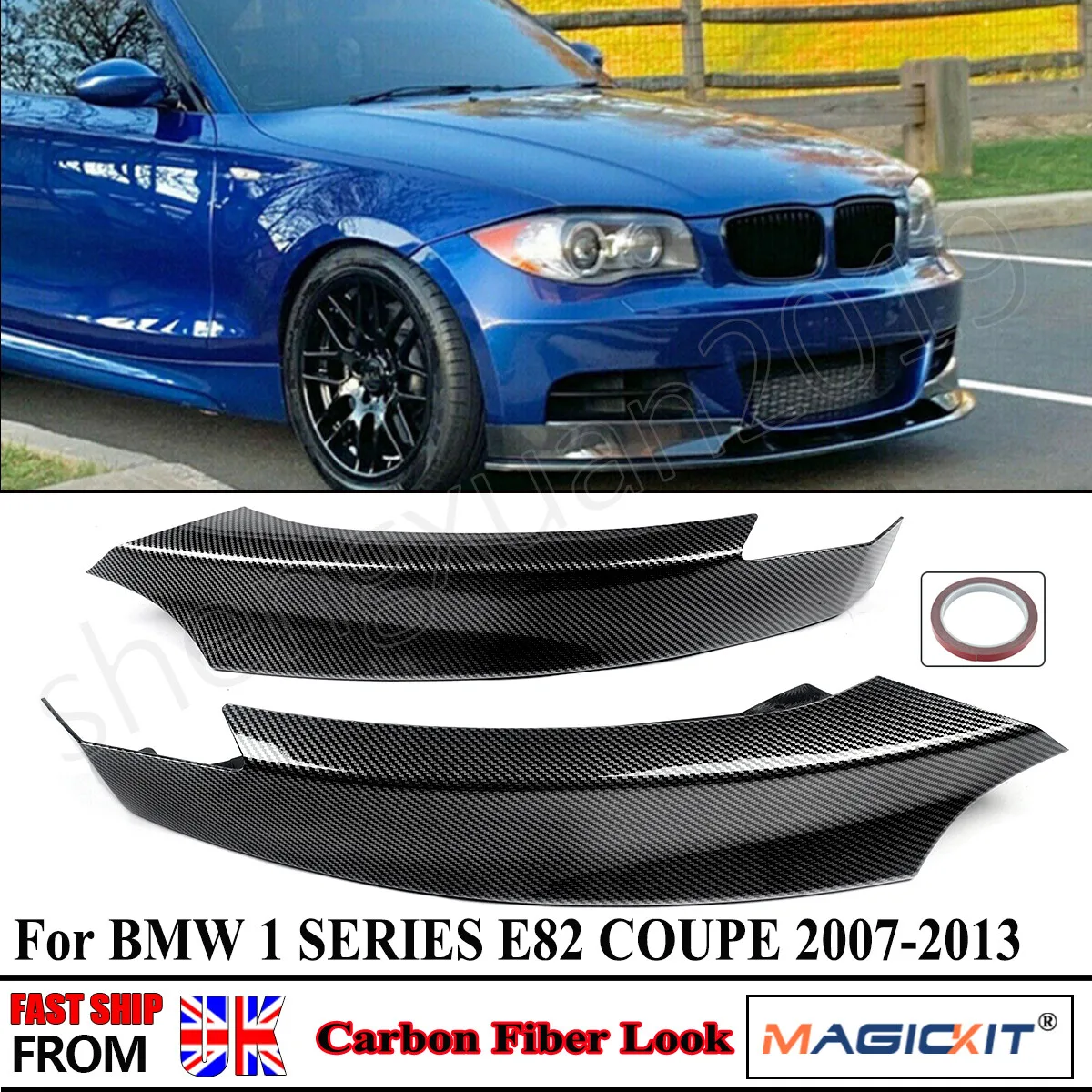 

For BMW 1 Series E82 Front Lip Surround E88 F20 F21 118d 120i 125i 128i 135i M Sport 2007-2013 Front Splitter Corner Carbon Look