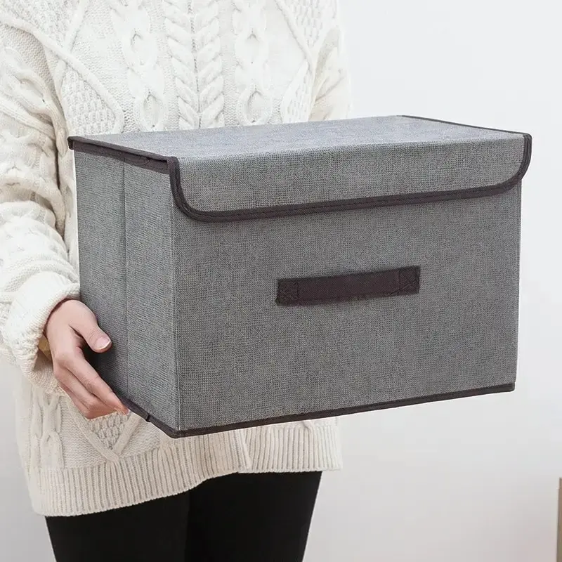 1PC Fold Non Woven Fabric Storage Box Gray Home Supplies Clothing Underwear Sock And Kid Toy Storage Organizer Cosmetics