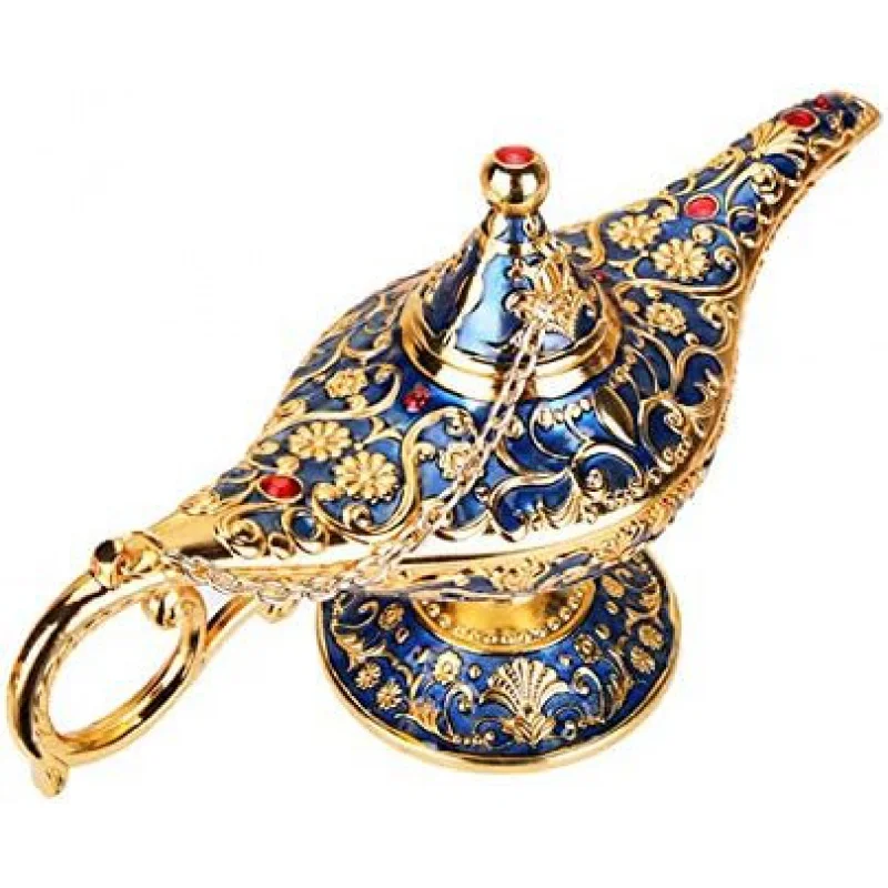 BWinka Retro Aladin Lamp Magic Genie Light Lamp for Home Table Decoration (Blue)