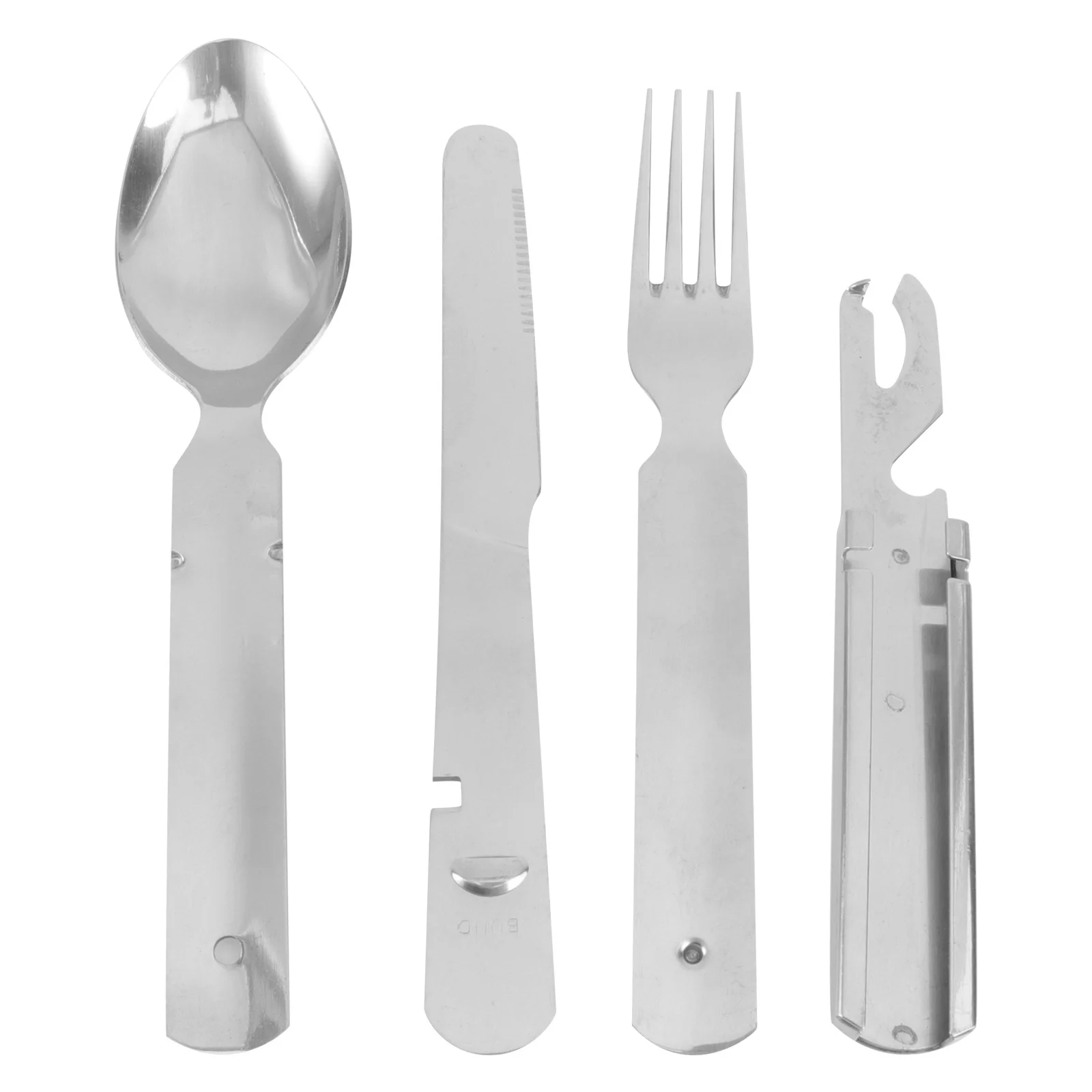 

4 шт., дорожный набор столовых приборов, столовые приборы из нержавеющей стали, портативный дизайн, элегантная столовая, вилка, ложка, серебро