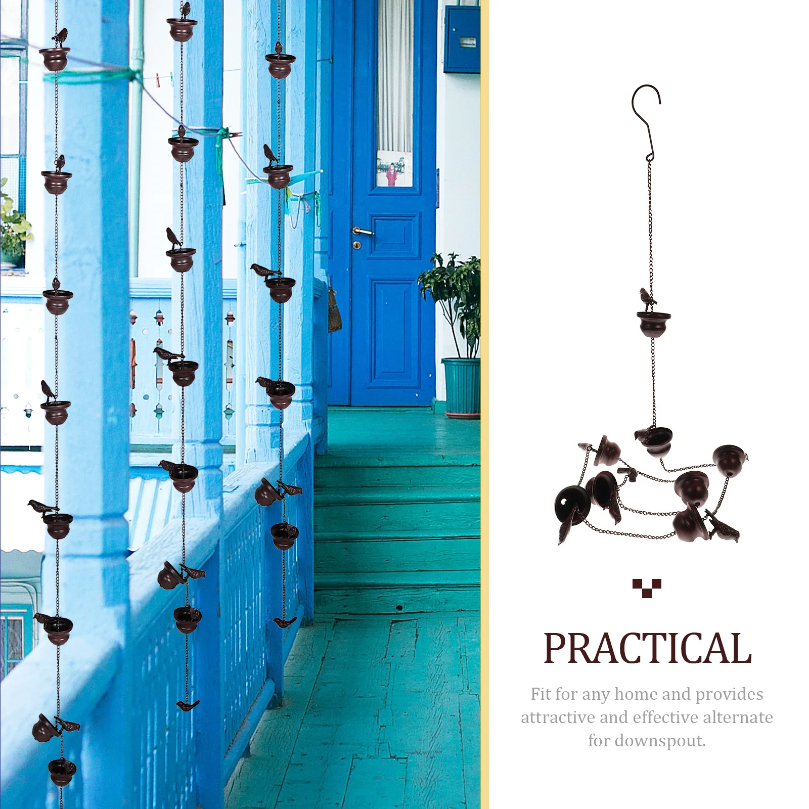 سلسلة المطر الرجعية النحاس الزخرفية مزراب الصرف في الهواء الطلق حديقة المنزل دائم المحمولة خفيفة الوزن سهلة التركيب هدية الجمال #2