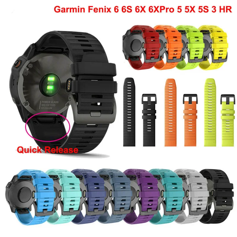 26 20 22mm silicone esporte pulseira para garmin fenix 6x 6 6s pro 7x 7 5x 5 5S 3 3hr relógio inteligente masculino pulseira de liberação rápida
