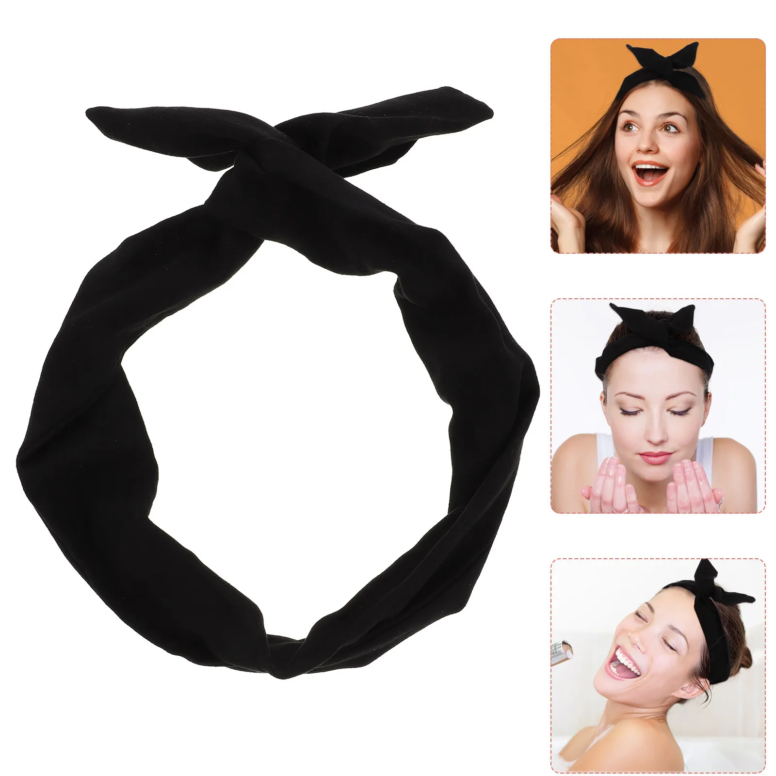 

4Pcs Bow Headband Wire Adjustable Turban Headband for Women Makeup Face Wash Spa Hair Accessories Knotted Headbands Hair Scarf