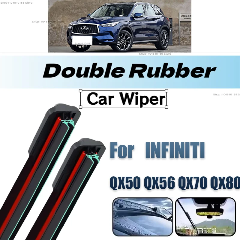 

Double Rubber Car Wipers for INFINITI QX50 QX56 QX70 QX80 Front Blade Brushes Cutter Automobiles Accessorie Wear Wiper Parts