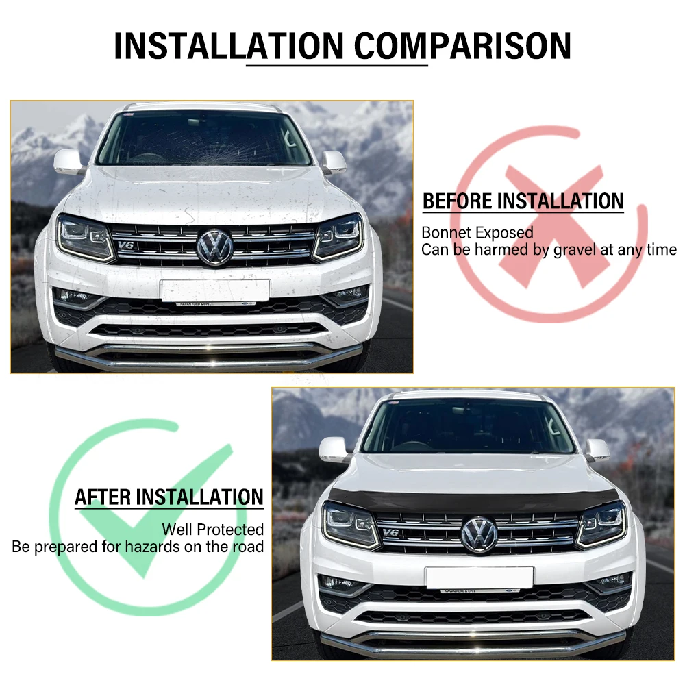 Bild 7: Acryl-Frontschutz für VW Volkswagen AMAROK 2009-2022 Motorhaubenschutz Getönter Windabweiser Auto-Außenzubehör