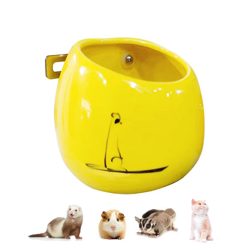 Deep Anti-rollover Ferret Food Bowl Hanging Ceramic Small Pet Feeder Hamster Water Food Bowl Fixed Squirrel Bowl Pet Products