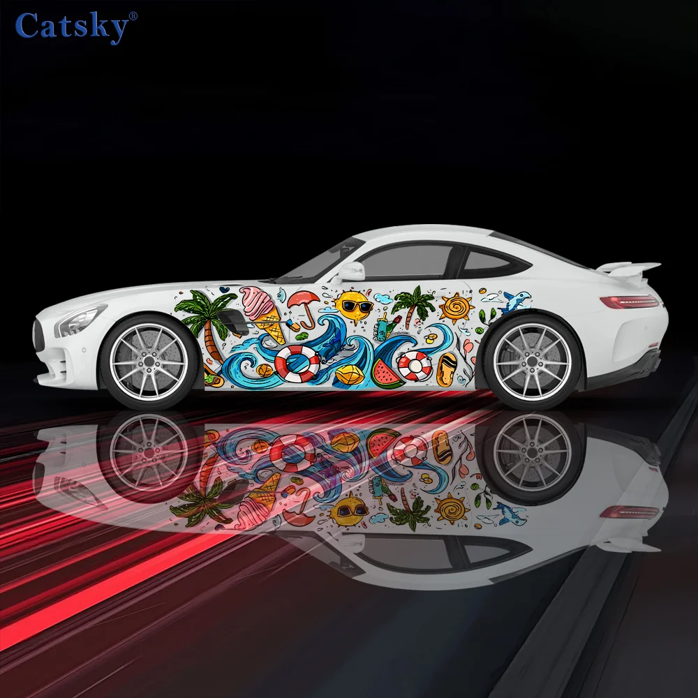 

Summer Cool Pattern Car Vinyl Wraps Decal Self-adhesive PVC Sticker Suitable for Trucks SUV Decoration Auto Accessories Gift
