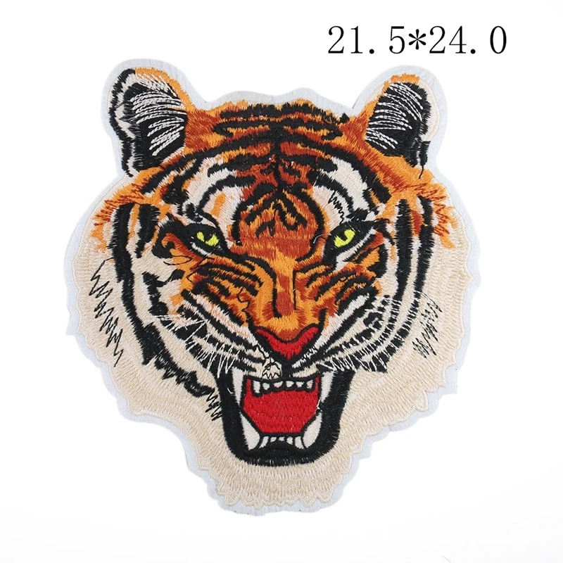 Large size domineering tiger embroidery sequin patch men\'s clothing coat badge Iron-on clothes hole sewing decoration