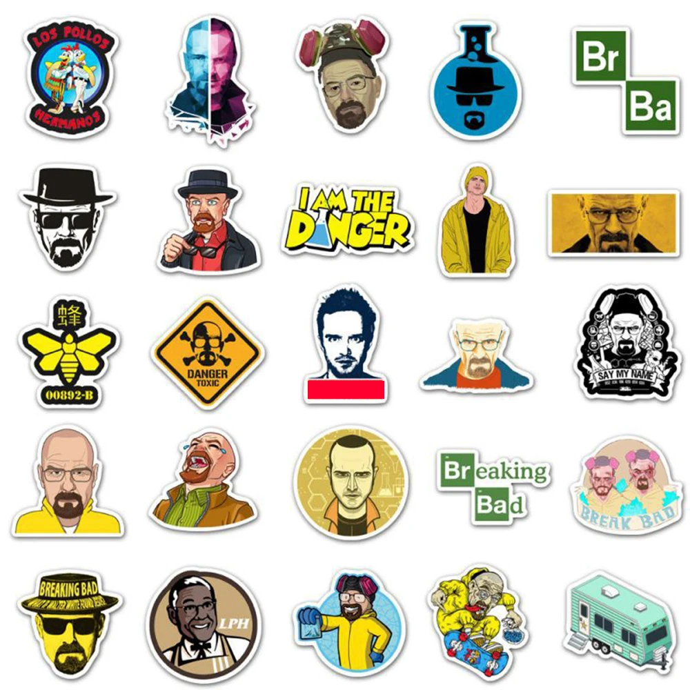 10/30/50 Uds. Pegatinas de dibujos animados Breaking Bad Crime Thriller serie de TV pegatina portátil monopatín maleta coche bicicleta calcomanías