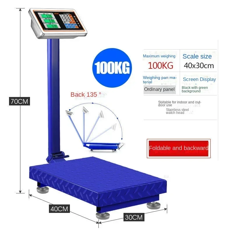 100kg Electronic Scale,Commercial Platform Scale, 150kg Estimated Value,Small Household Scale, 30X40CM Electronic Platform Scale