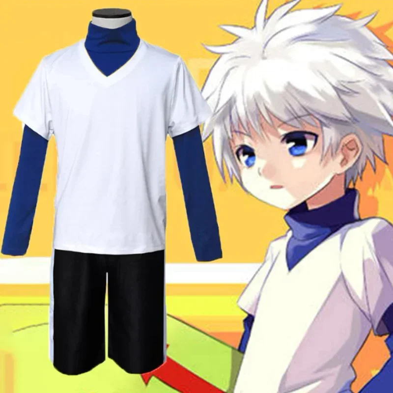 Cosplay Anime Hunter X Killua Zoldyck Costume Set For Men Women Halloween Dress Up Party Suit T-Shirt Hombre M13