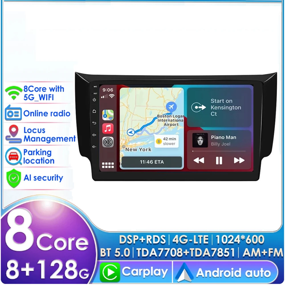 Radio para Auto Android 15 para Nissan Sylphy B17 Sentra 2012 2013 - 2018, Autoradio RDS Estéreo FM BT Multimedia 4G+WiFi DSP Mirror Link