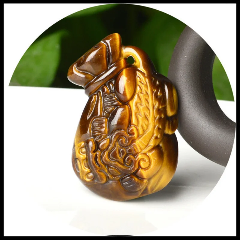 

Natural Yellow Tiger Eye Stone Money Bag Pendant Tiger Eye Stone/Wooden Agate Money Bag Pendant 12Jinbao