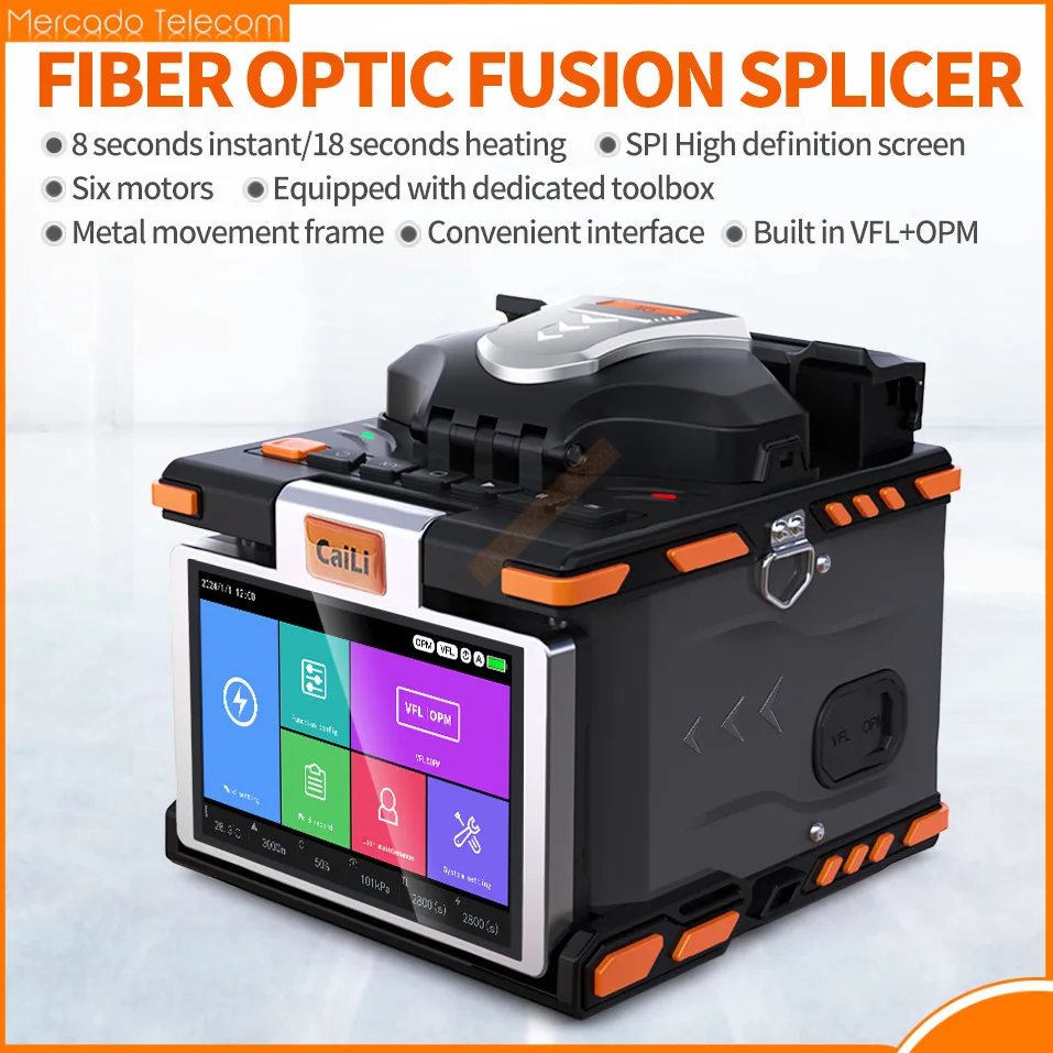 

S5 Optical Fusion Splicer FTTH Fiber Optic Splicing Hine Support Multiple Languages