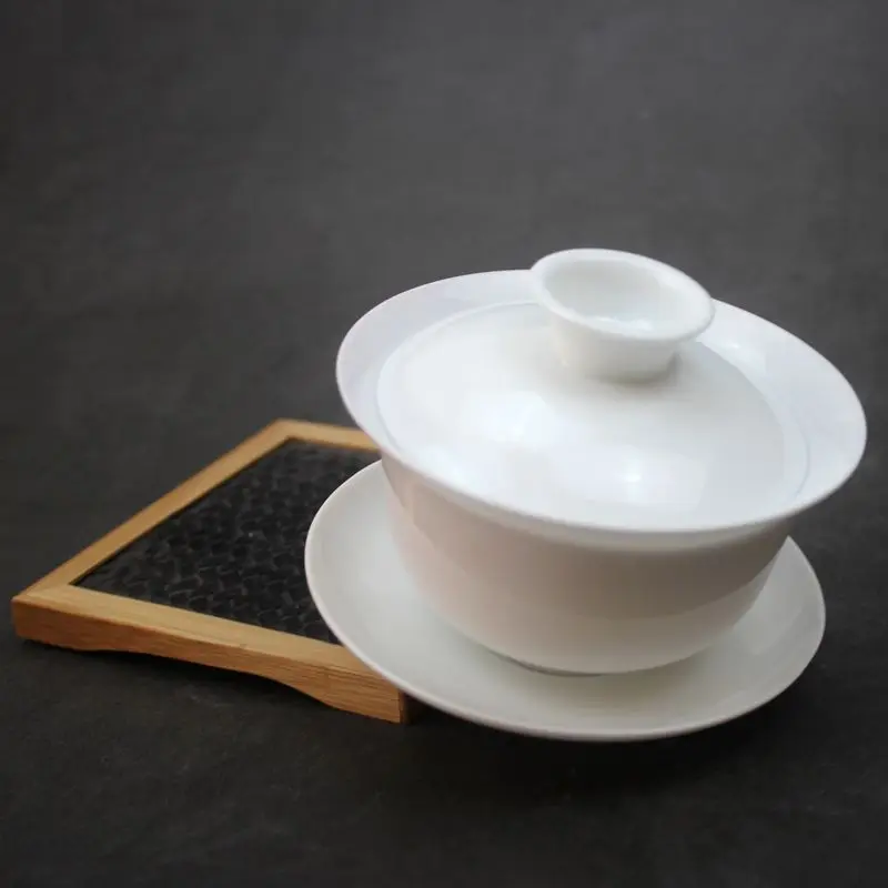 on sales white gaiwan porcelain tureen Chinese cup bowl lid ceramic cup saucer 120ml GAIWAN for TieGuanYin tea fast shipment