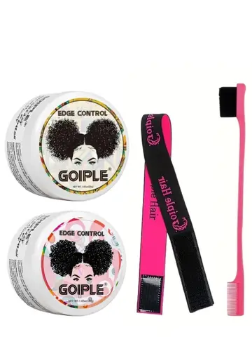 GOIPLE 30g Women Edge Control Wax Kit Non-Greasy Styling Gel Small Size Long Lasting Slick Flyaways Hairline Gel with Brush Kit