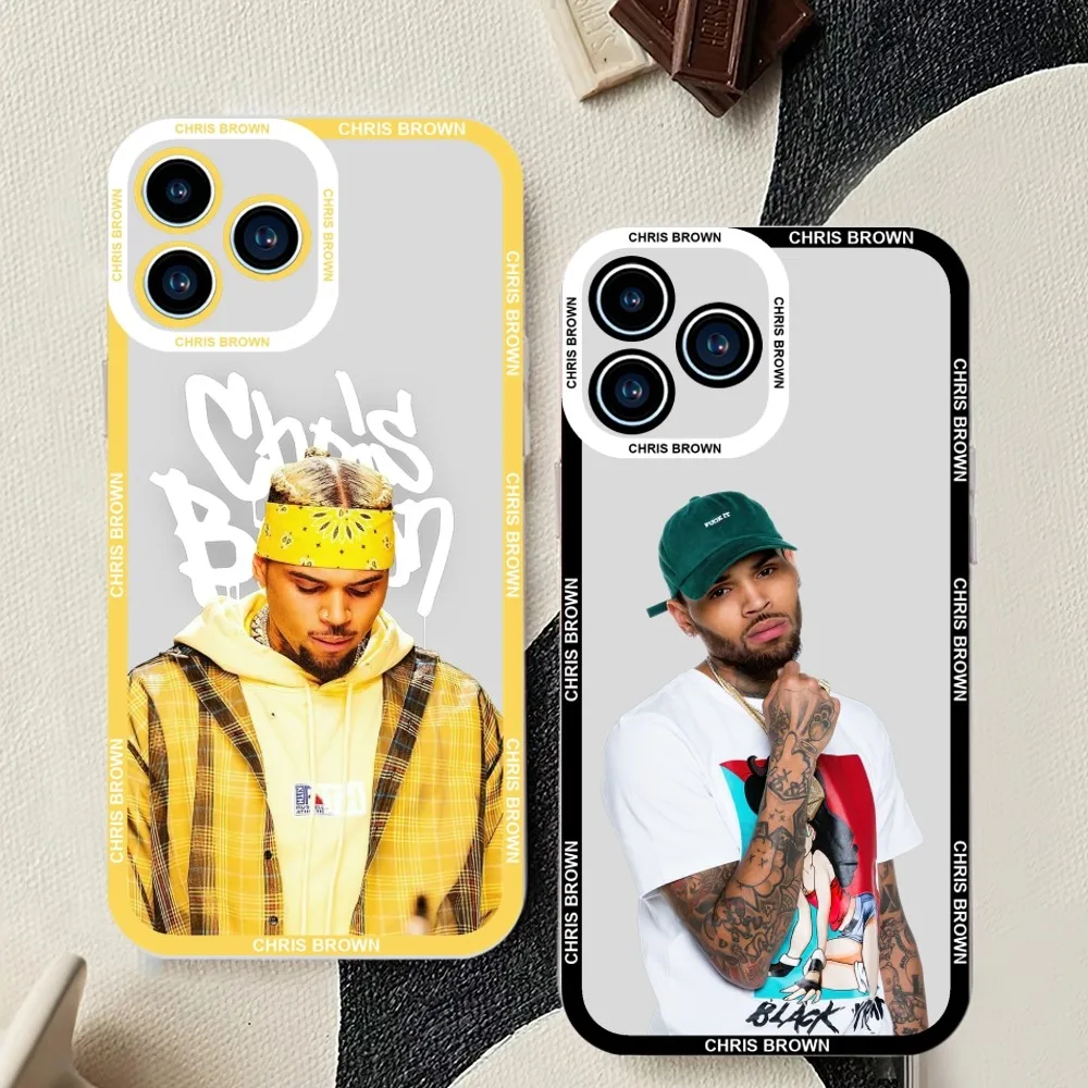 Chris Brown rapper Phone Case For iPhone 11 12 Mini 13 14 Pro Max Transparent Shell