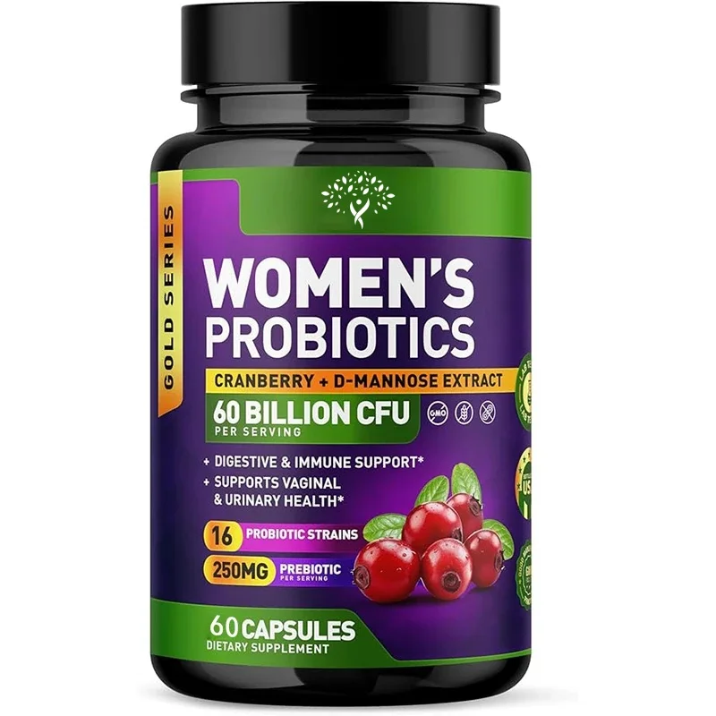 Female Probiotics - Containing Cranberry, D-mannose, And Prebiotics - Non Gmo, Dairy, And Gluten -60 Capsules Vegetarian