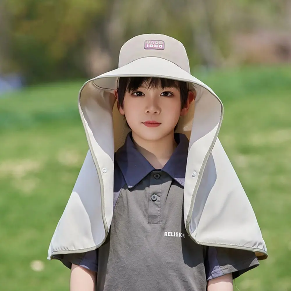 

Big Brim Baby Fisherman Hat Extended Shawl Sun Protection Kids Sunscreen Hat Bucket Cap Neck Cover Children Beach Cap Sun Visor