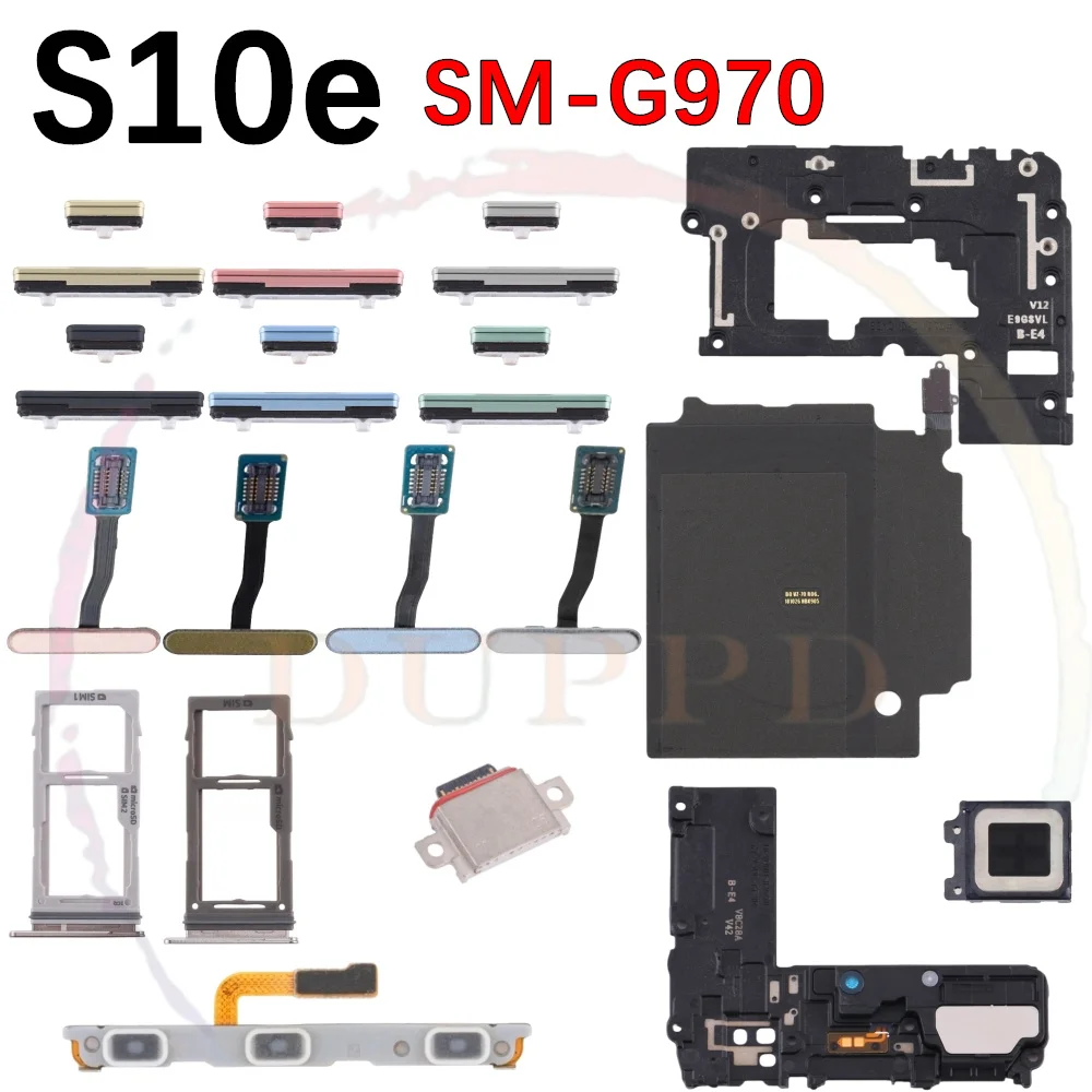 USB NFC Port Loudspeaker Earpiece Fingerprint Sensor Signal Power Volume Button Flex Cable For Samsung S10e G970 SIM Card Tray