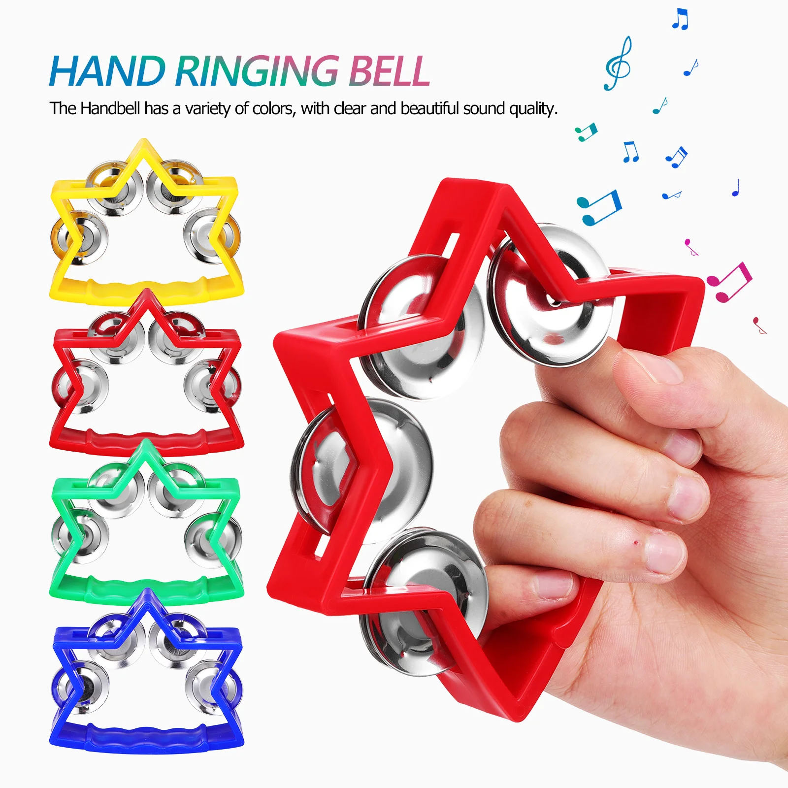 16pcs New Hand-Held Tambourine Metal Bells Plastic Rattle Ball Percussion KTV Party Kids Game Toy Musical Percussion Instrument