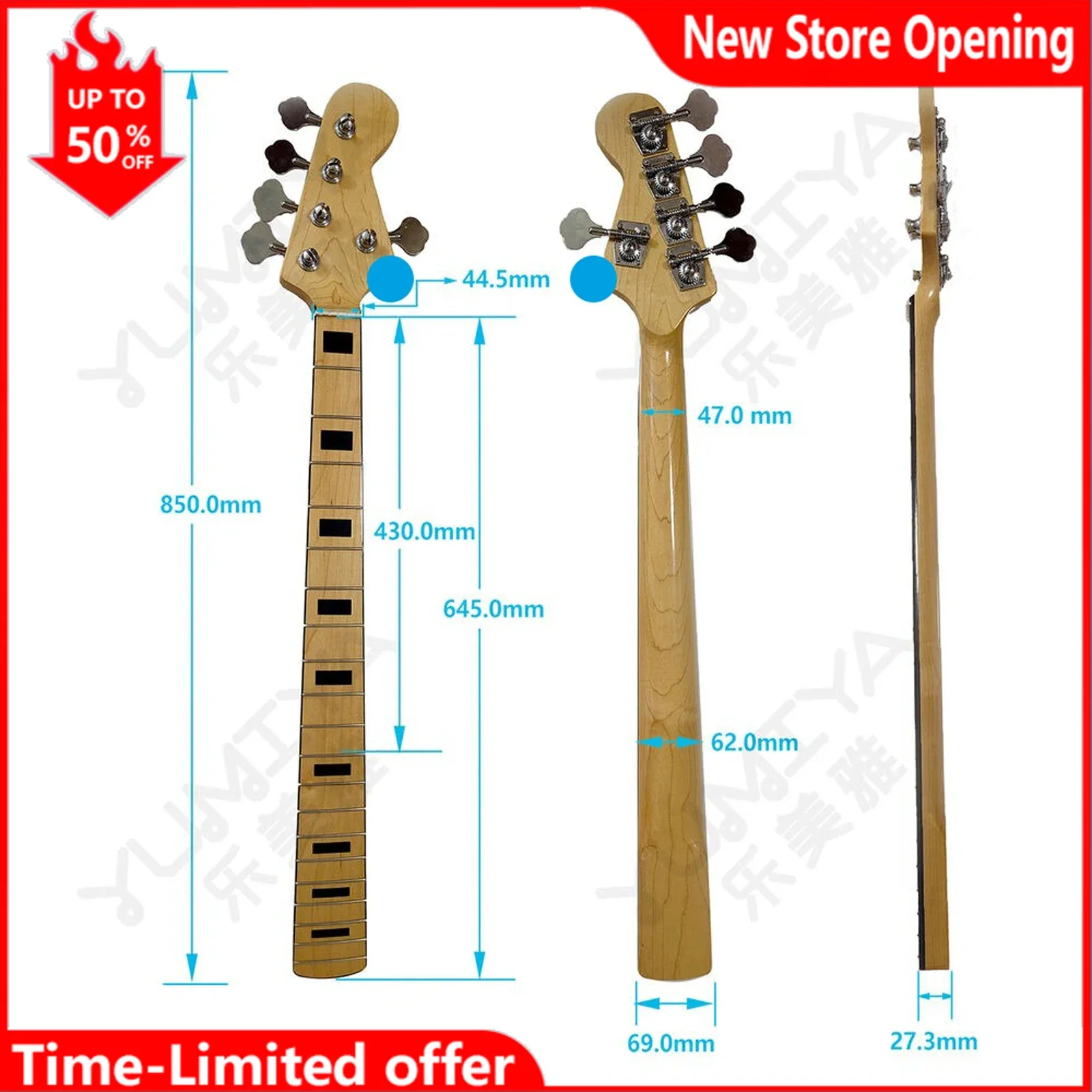 

5 String Electric Bass Guitar Neck with Tuners 20 Fret for 4 String Bass Guitar Replacement Parts