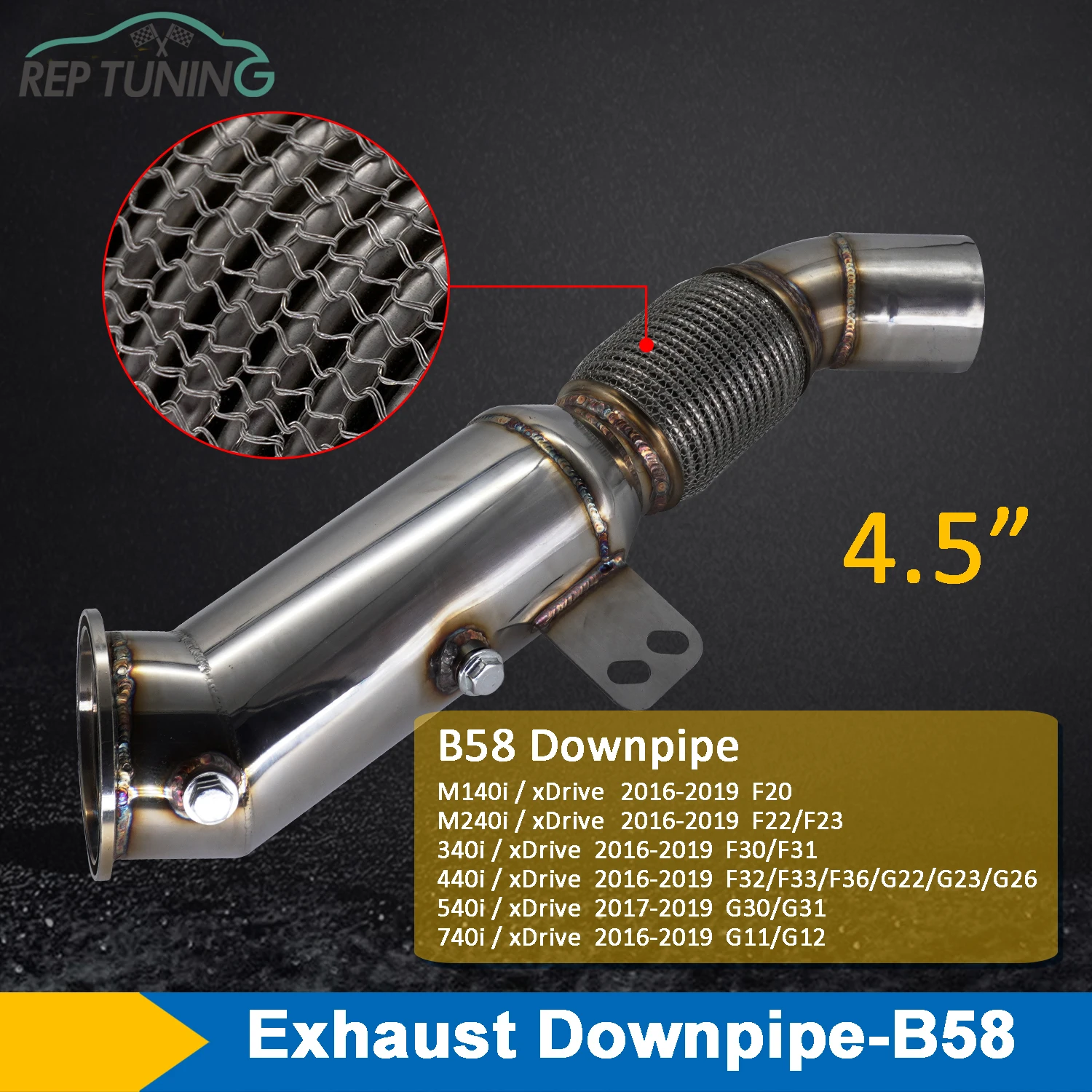 

B58 Downpipe for BMW 340i 440i 540i 740i M140i M240i X3 X5 F20 F23 F30 F33 G30 G11 G12 MK5 A90/A91 Toyota Supra for LHD & RHD