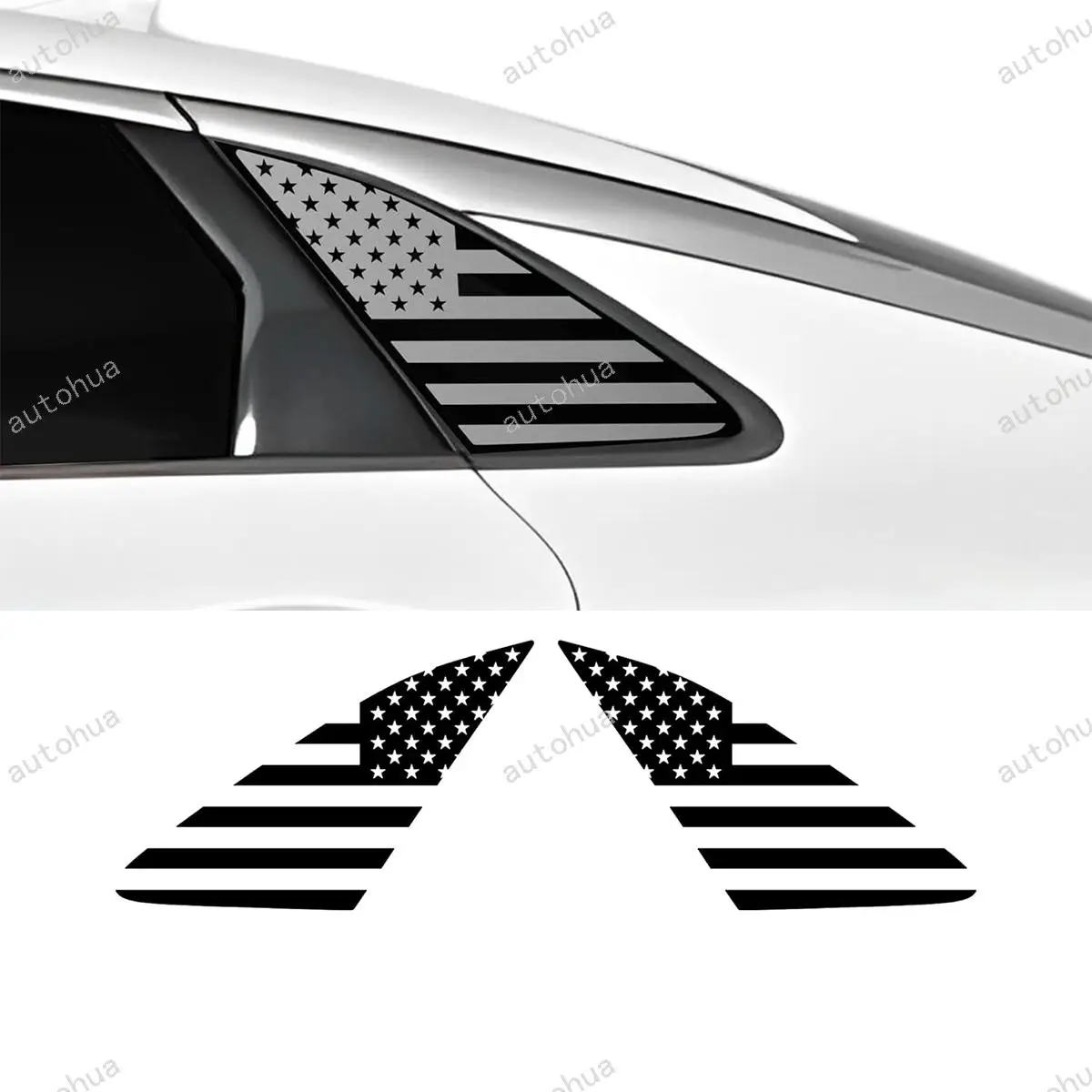 

Precut Quarter Window American Flag Vinyl Decal Sticker Compatible with Kia K5 2021-2026, Disressed Matte Black