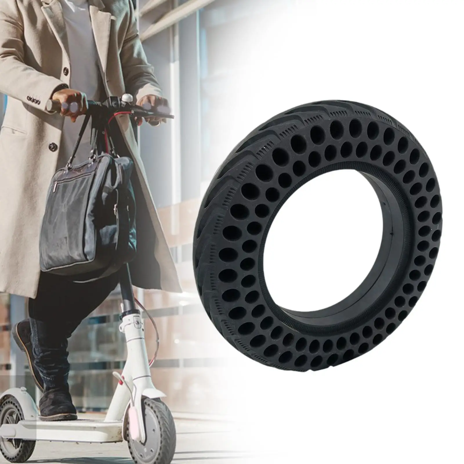 Generic 9.6 بوصة الإطارات الصلبة المطاط الإطارات السوداء مقاومة للاهتراء قطع غيار الدراجات النارية قوي العالمي عجلة العسل سكوتر الإطارات