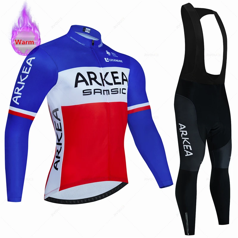 Arkea-Thermal Fleece Cycling Jersey Set, Bicycle Clothing, Outdoor Bike Clothes, MTB Ropa Ciclismo, Bib Pants Set, Winter